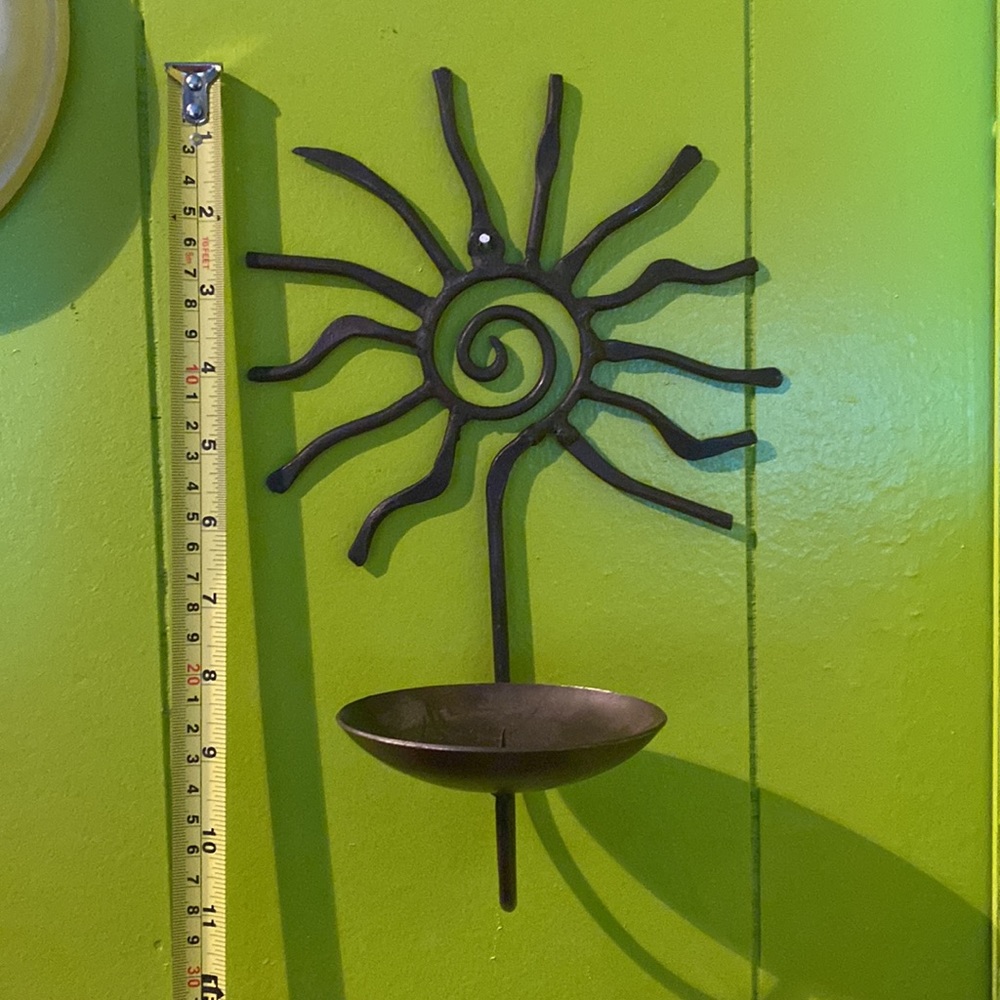 Vintage Celestial Sun Spiral Candelabra Wall Sconce Candle Holder - Picture 3 of 3